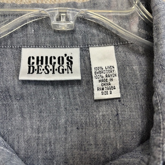 Chico’s Design Linen and Rayon Embroidered Top size 2 - Picture 5 of 6